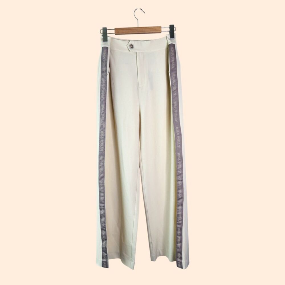 Ena Pelly Wide Leg Pants in Cream with Gray Accents